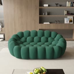 Sdorens 78'' Modern Curved Boneless Sofa Comfy 3D Knitted Fabric Loveseat Couch Football-Shaped Lazy Floor Sofas for Living Room