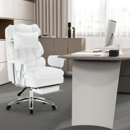 JHK PU Leather Ergonomic Office Computer Desk Chair High Back with Footrest Lumbar Support Height Adjustable For Home Office