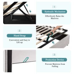 HOOMIC Lift Up Storage Bed with Wingback Headboard/Heavy-Duty Hydraulic Bed/Large Underneath Storage Allewie
