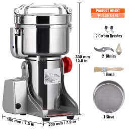 SucceBuy 150-2500g Electric Grain Mill Grinder Commercial Swing Spice Grinders for Dry Herbs Grains Spices Cereals Coffee Corn