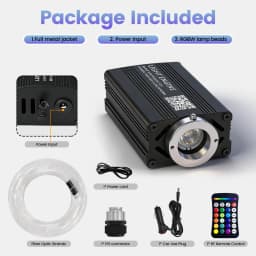 Car Home Use APP Control Fiber Optic Light Kit, 16W RGBW Music Mode Star Ceiling Sky Light with 500/1000 Strands 6.5ft/ 2m Optical Fiber Cable, and More Than 10 Million Colors