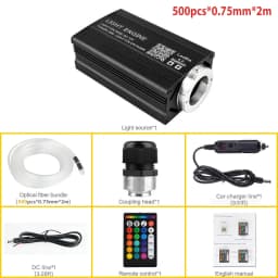 Car Home Use APP Control Fiber Optic Light Kit, 16W RGBW Music Mode Star Ceiling Sky Light with 500/1000 Strands 6.5ft/ 2m Optical Fiber Cable, and More Than 10 Million Colors