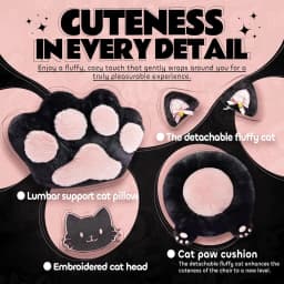 Pink Cute Gaming Chair with Cat Ears & Paw Lumbar Cushion, Ergonomic Reclining Computer Chair with Footrest, Customized