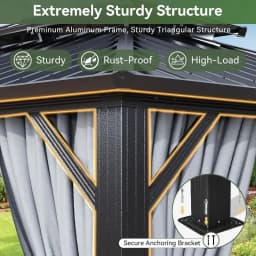 Aoxun 10x12 Gazebo Hardtop Gazebo with Double Galvanized Steel Roof Outdoor Pavilion with Breathable Netting and Privacy Curtain