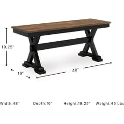 Signature Design by Ashley Wildenauer armhouse 50" Dining Bench, k Brown & Black