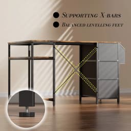 FRODROVIA 120cm L Shaped Computer Corner Desk with 3 Fabric Drawers & Side Pocket, Multiple Colors Available, Gaming PC Table for Home Office Workstation
