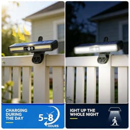 2/4 Pack Clip On Solar Motion Lights Outdoor Waterproof Motion Sensor Outdoor Lights with 36 LEDs 6000K Portable Solar Powered Security Light for Fence Garage Camping Portable Solar Powered Security Light