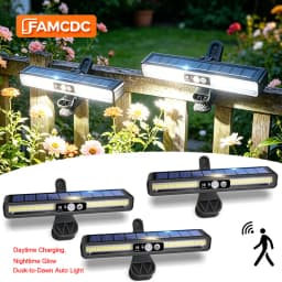 2/4 Pack Clip On Solar Motion Lights Outdoor Waterproof Motion Sensor Outdoor Lights with 36 LEDs 6000K Portable Solar Powered Security Light for Fence Garage Camping Portable Solar Powered Security Light