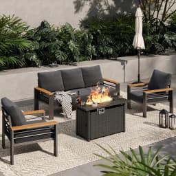 Aoxun Aluminum Outdoor Patio Furniture Set, 7 Seats Outdoor Sectional with Coffee Table, Patio Conversation Sets with Upgraded