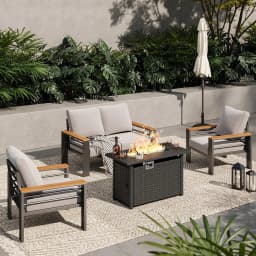 Aoxun Aluminum Outdoor Patio Furniture Set, 7 Seats Outdoor Sectional with Coffee Table, Patio Conversation Sets with Upgraded