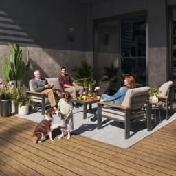 Aoxun Aluminum Outdoor Patio Furniture Set, 7 Seats Outdoor Sectional with Coffee Table, Patio Conversation Sets with Upgraded