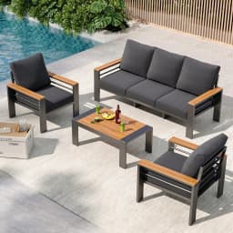Aoxun Aluminum Outdoor Patio Furniture Set, 7 Seats Outdoor Sectional with Coffee Table, Patio Conversation Sets with Upgraded
