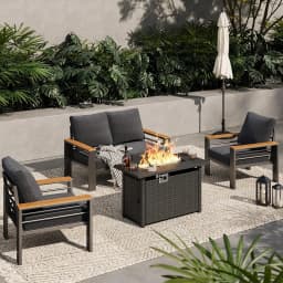 Aoxun Aluminum Outdoor Patio Furniture Set, 7 Seats Outdoor Sectional with Coffee Table, Patio Conversation Sets with Upgraded