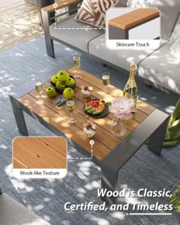 Aoxun Aluminum Outdoor Patio Furniture Set, 7 Seats Outdoor Sectional with Coffee Table, Patio Conversation Sets with Upgraded