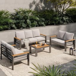 Aoxun Aluminum Outdoor Patio Furniture Set, 7 Seats Outdoor Sectional with Coffee Table, Patio Conversation Sets with Upgraded