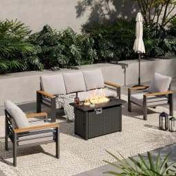 Aoxun Aluminum Outdoor Patio Furniture Set, 7 Seats Outdoor Sectional with Coffee Table, Patio Conversation Sets with Upgraded