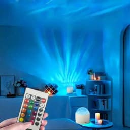 2 in 1 Galaxy Aurora & Water Ripple LED Projector Night Light 16 Colors RGB 360° Swivel USB Remote Control Ambient Light for Bedroom Party Gaming Room Home Decor