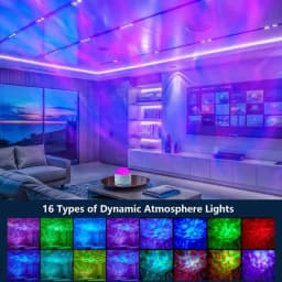 2 in 1 Galaxy Aurora & Water Ripple LED Projector Night Light 16 Colors RGB 360° Swivel USB Remote Control Ambient Light for Bedroom Party Gaming Room Home Decor
