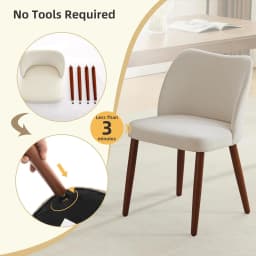 2pcs Dining Chair , Linen Upholstered Dining Chair with Wood Legs, Wing Backrest, Wooden Kitchen Chair, Kitchen Chairs with Thick Cushions for Dining Room, Living Room,White.