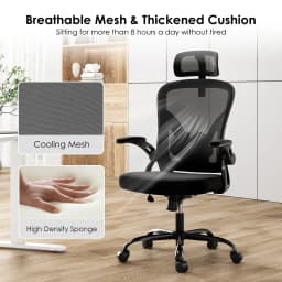Farini Ergonomic High Back Swivel Office Chair, Adjustable Headrest & Lumbar Support, Breathable Mesh Desk Chair for Home Office