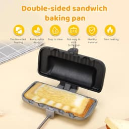 Hot Sandwich Maker, Hot Dog Toaster, Double-Sided Sandwich Baking Pan, Double Sided Frying Pan, Grilled Cheese Maker Nonstick Sandwich Maker Flip Grill Pan for Breakfast Pancakes, Toast, Omelets