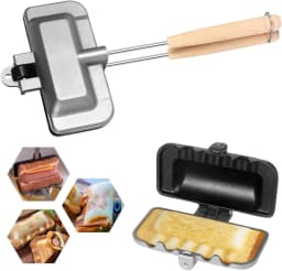 Hot Sandwich Maker, Hot Dog Toaster, Double-Sided Sandwich Baking Pan, Double Sided Frying Pan, Grilled Cheese Maker Nonstick Sandwich Maker Flip Grill Pan for Breakfast Pancakes, Toast, Omelets
