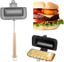 Hot Sandwich Maker, Hot Dog Toaster, Double-Sided Sandwich Baking Pan, Double Sided Frying Pan, Grilled Cheese Maker Nonstick Sandwich Maker Flip Grill Pan for Breakfast Pancakes, Toast, Omelets