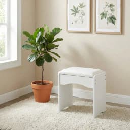Modern Minimalist White Vanity Stool, Soft Padded Makeup Bench For Bedroom Vanity & Piano, Comfortable Stylish Seating
