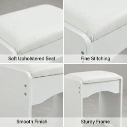 Modern Minimalist White Vanity Stool, Soft Padded Makeup Bench For Bedroom Vanity & Piano, Comfortable Stylish Seating