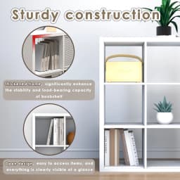 2/3/4/6/8/9 Grid Sturdy Wooden Frame Bookcase, Open Back Cube Storage Cabinet Freestanding Bookshelf Equipped with Anti-Tip Kit Wooden Open Display Shelf for Living Room, Bedroom and Study Open-Style Bookshelf Available in White and Chocolate Brown with O