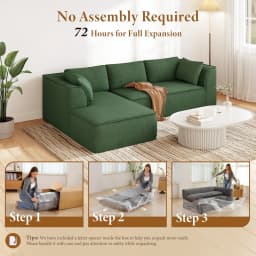 106" Modular Chenille Cloud Sofa, Deep Seat with Memory Foam, Comfy Couch for Living Room, Custom