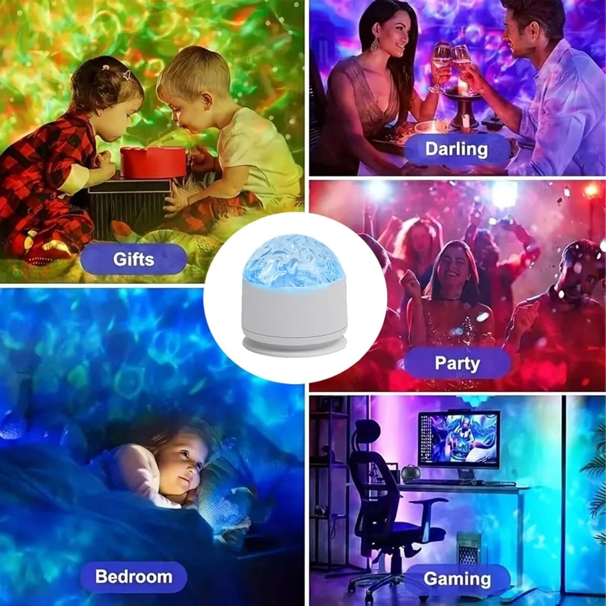 Ocean Wave Projector Light, 16 Color Water Ripple Lamp with Remote Control, 3D Ocean Lamp for Home Office Bar Restaurant