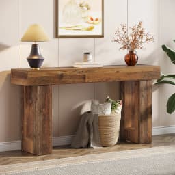 Tribesigns Farmhouse Console Table, 63-Inch Long Narrow Sofa Table Behind The Couch, Wooden Rectangular Entryway Table for Entrance, Hallway, Living Room