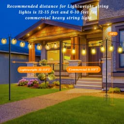 10 Pack String Light Poles for Outside, 120inch &10FT Thickened Metal Christmas Lights Hanger Pole Outdoor with Fork, Lighting Hanging Post Accessories for Patio Decor Garden Backyard Yard Outside Decorations