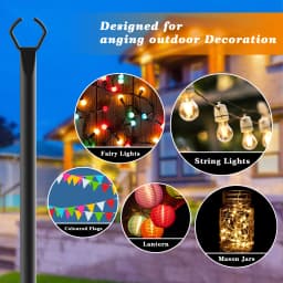 10 Pack String Light Poles for Outside, 120inch &10FT Thickened Metal Christmas Lights Hanger Pole Outdoor with Fork, Lighting Hanging Post Accessories for Patio Decor Garden Backyard Yard Outside Decorations