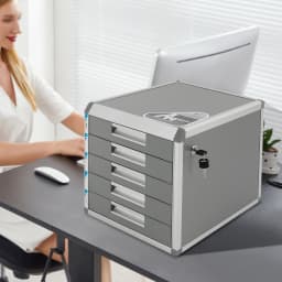 5-Drawer Locking File Organizer Cabinet, A4 File Storage Cabinet Aluminum Alloy for Office, Home, School for Documents, Cards