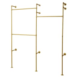 Gold 3-Tier Clothing Rack Wall Mounted Industrial Pipe Garment Rack Heavy Duty Metal Garment Frame for Home Clothing Store Hotel