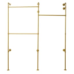 Gold 3-Tier Clothing Rack Wall Mounted Industrial Pipe Garment Rack Heavy Duty Metal Garment Frame for Home Clothing Store Hotel