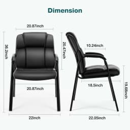 JHK PU Leather Padded Backrest Office Chair Living Room Ergonomic Waterproof Waiting Room Seat Thickened Sponge Cushion Arms