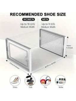 6/12/24 piece transparent plastic stackable shoe storage box for multi-purpose, foldable shoe rack with lid