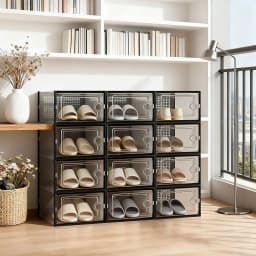 6/12/24 piece transparent plastic stackable shoe storage box for multi-purpose, foldable shoe rack with lid