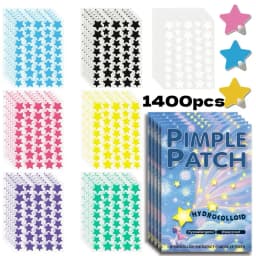 1400pcs Colorful Star Pimple Removal Sticker Invisible Breathable Hydrocolloid Acne Patch Anti-Acne Spots Marks Concealer Makeup