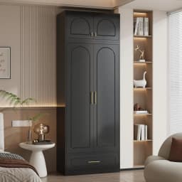 Metal Wall Cabinet, Overhead Cabinet for Wardrobe, Small Upper Storage Cabinet for Bedroom, Living Room, Black,New Popularity
