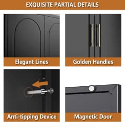 Metal Wall Cabinet, Overhead Cabinet for Wardrobe, Small Upper Storage Cabinet for Bedroom, Living Room, Black,New Popularity
