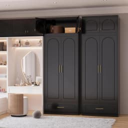 Metal Wall Cabinet, Overhead Cabinet for Wardrobe, Small Upper Storage Cabinet for Bedroom, Living Room, Black,New Popularity