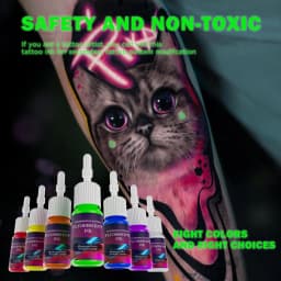 DM 8PCS 5ml Fluorescent Tattoo Ink Set Professional Tattoo Pigment Tattoo Painting Tattoo Supplies Professional Supply