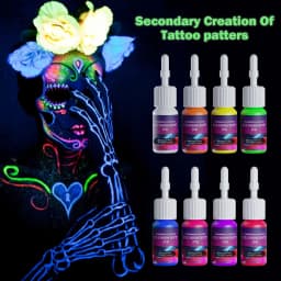 DM 8PCS 5ml Fluorescent Tattoo Ink Set Professional Tattoo Pigment Tattoo Painting Tattoo Supplies Professional Supply