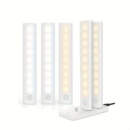 Under Cabinet Lights 1/3/5/6pcs, Motion Sensor Rechargeable Battery Operated 2 Colors LED Light for Closet, Kitchen, Bathroom