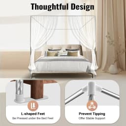 4 Corner Bed Canopy Post Frame Mosquito Netting Bracket Post Stainless Steel, Bed Canopy Post 1.5x2x2m