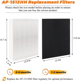 2 Pack AP-1512HH Replacement Filter for Coway Airmega Filter AP-1512HH 200M Coway Air Purifiers by Blutoget - AP-1512HH-FP AP-15